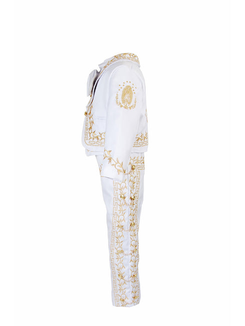 Rain Kids Baby Boys White Gold Virgin Mary Charro 6 Pc Formal Suit Set 6-12M - SophiasStyle.com